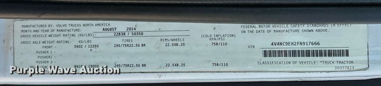 image for item OG9134 2015 Volvo VNL  semi truck