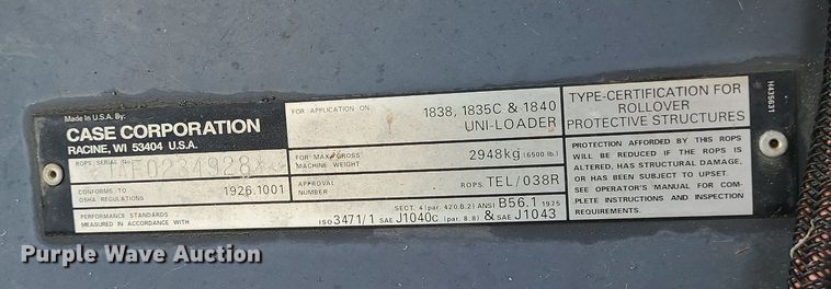 image for item BR9787 1998 Case 1840  skid steer loader