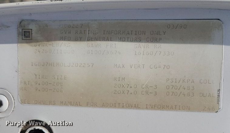 image for item BR9797 1990  Chevrolet Kodiak C70  dump flatbed truck