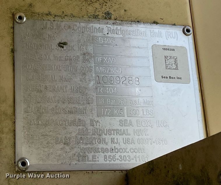 image for item DL3849 (2) USMC walk-in cooler container