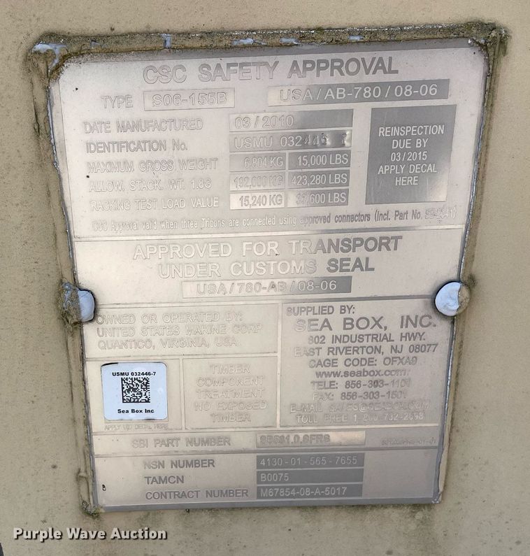 image for item DL3849 (2) USMC walk-in cooler container