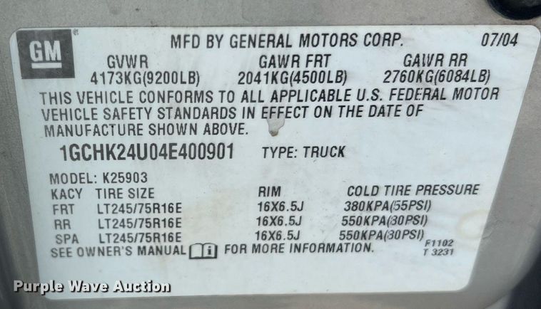 image for item DO2199 2004 Chevrolet Silverado 2500HD  pickup truck