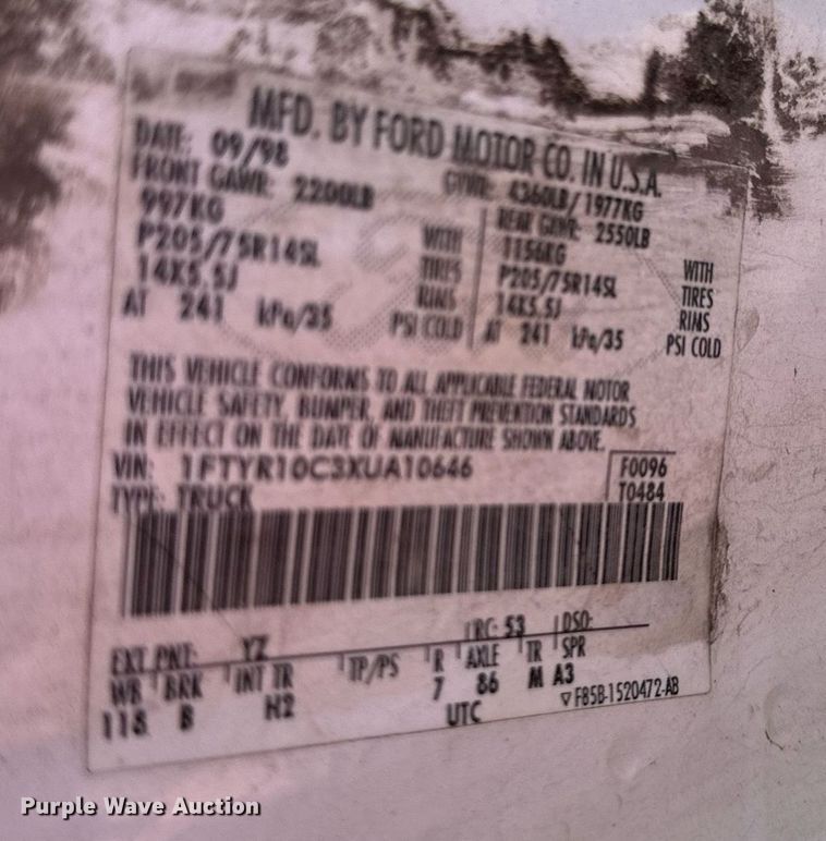 image for item DO5107 1999 Ford Ranger  pickup truck