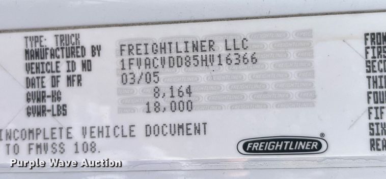 image for item DP0527 2005 Freightliner Business Class M2  box truck
