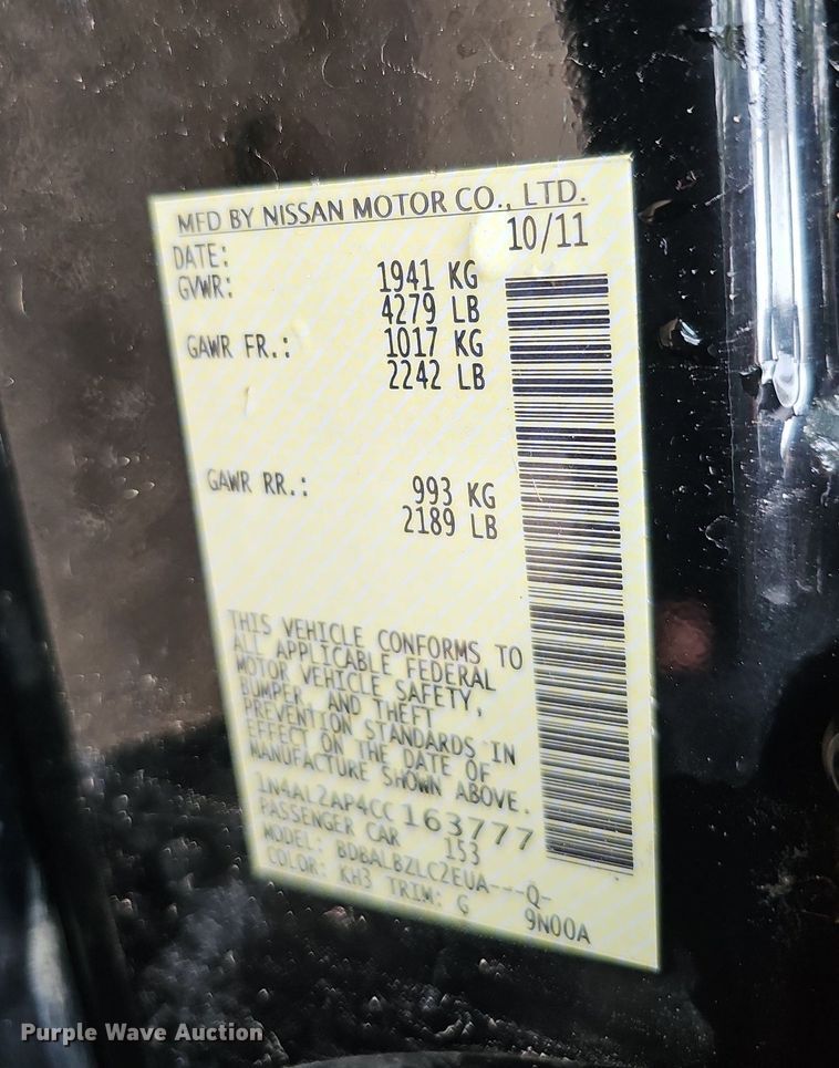 image for item DQ0091 2012 Nissan Altima