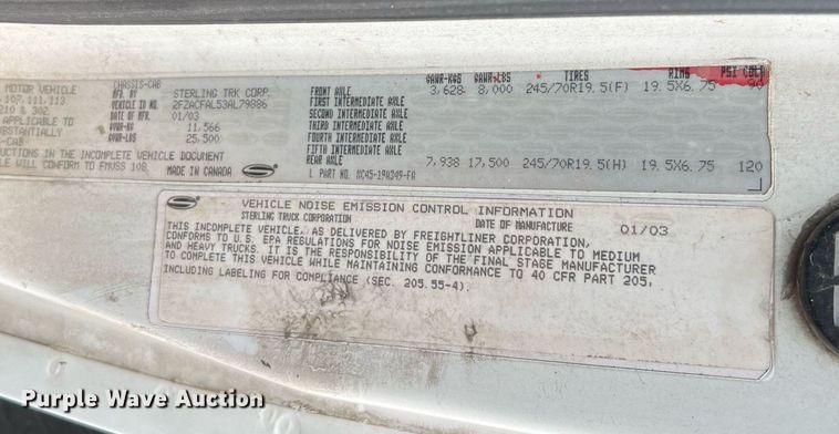 image for item DQ2121 2003 Sterling Acterra  flatbed truck