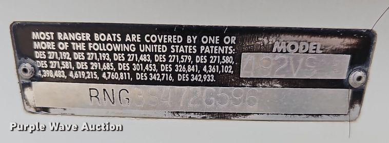 image for item DR3384 1996 Ranger 492VS  boat