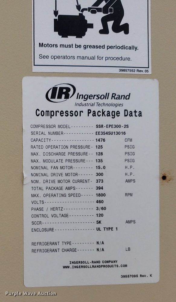 image for item IP9328 Ingersoll Rand SSR-EPE300-2S  rotary screw air compressor