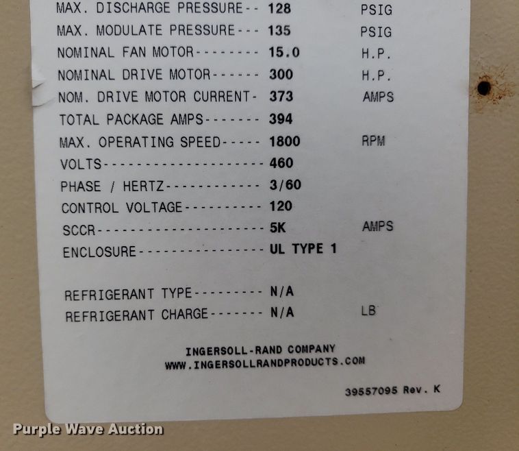 image for item IP9328 Ingersoll Rand SSR-EPE300-2S  rotary screw air compressor
