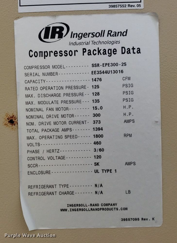 image for item IP9329 Ingersoll Rand SSR-EPE300-2S  rotary screw air compressor