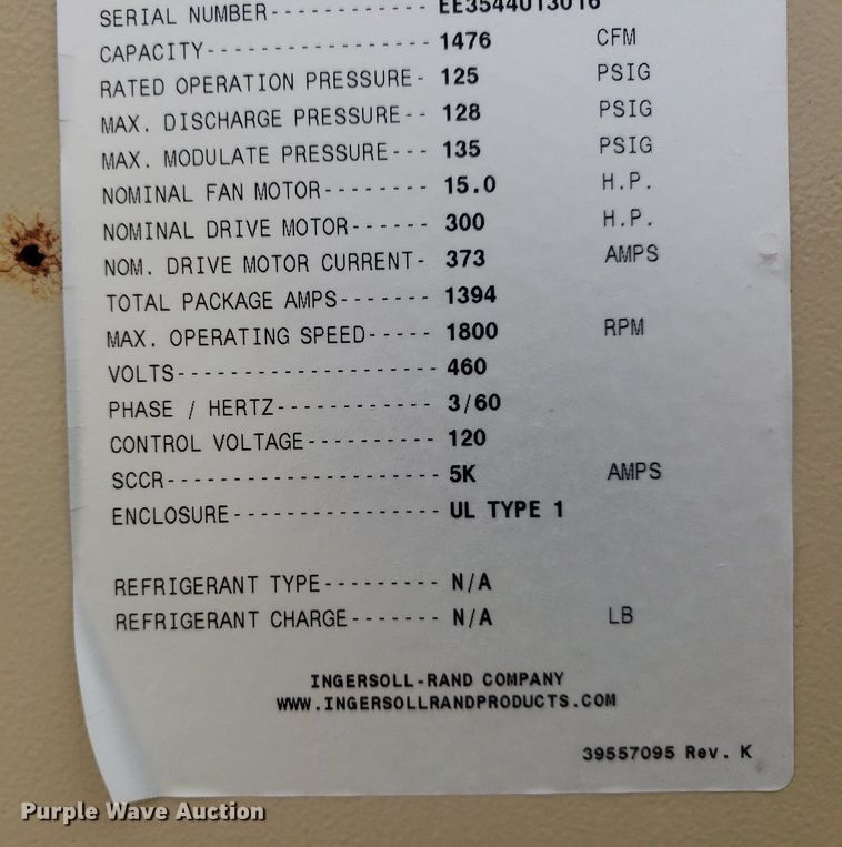 image for item IP9329 Ingersoll Rand SSR-EPE300-2S  rotary screw air compressor