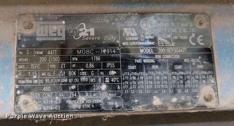 image for item IP9331 2008 Greenfield D62-A  reciprocating air compressor