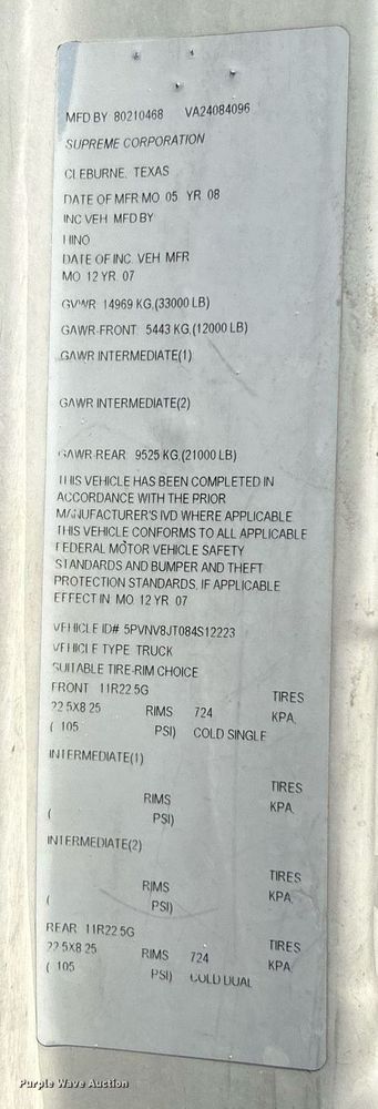 image for item KW9190 2008 Hino 308  box truck