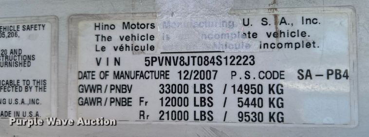 image for item KW9190 2008 Hino 308  box truck