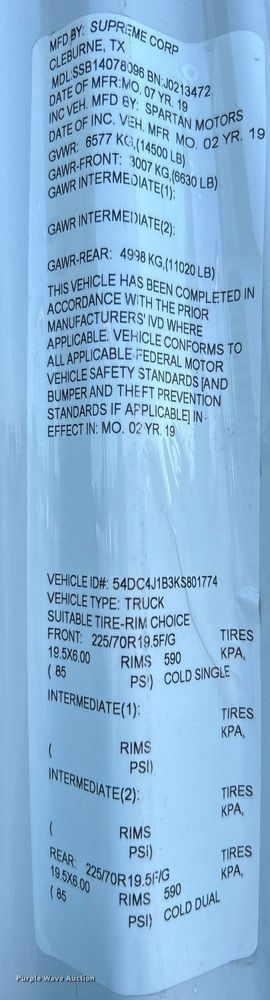 image for item KW9192 2019 Isuzu NPR HD  Crew Cab box truck