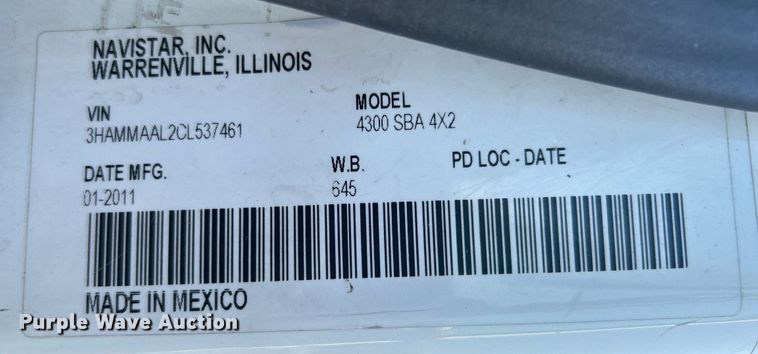 image for item KW9223 2012 International 4300  box truck