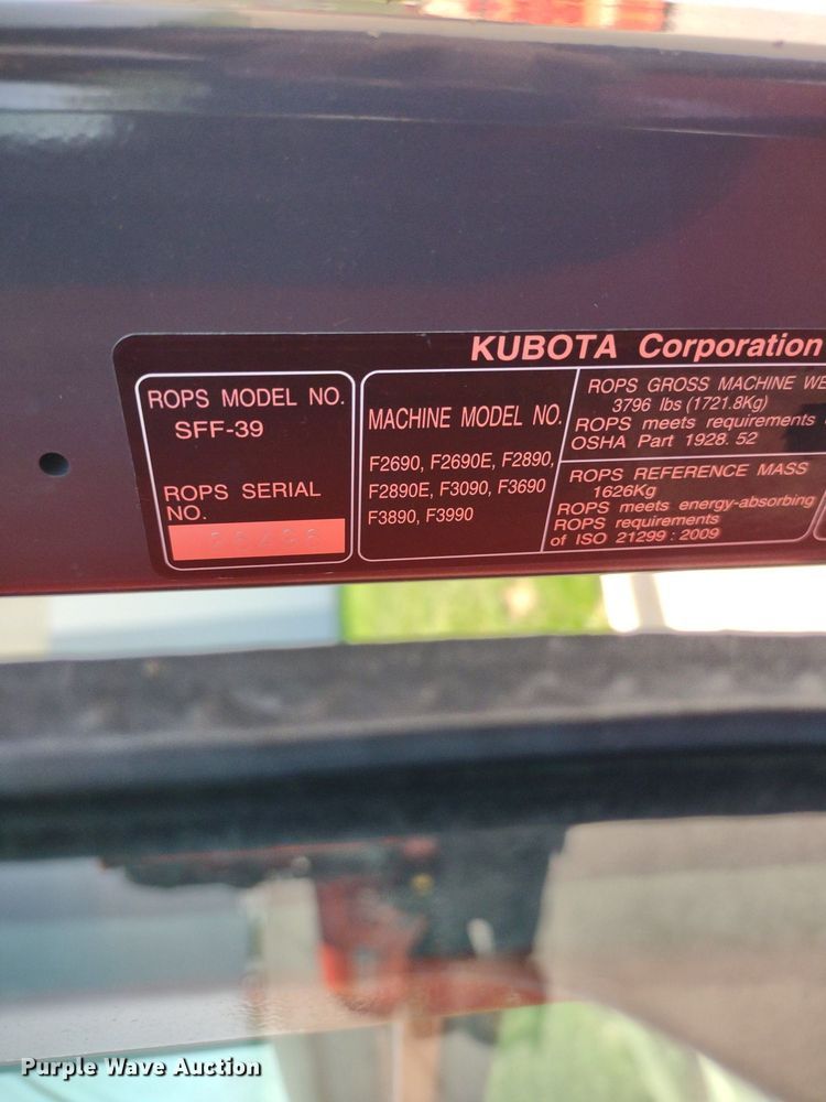 image for item LL9167 2020 Kubota F3990  lawn mower