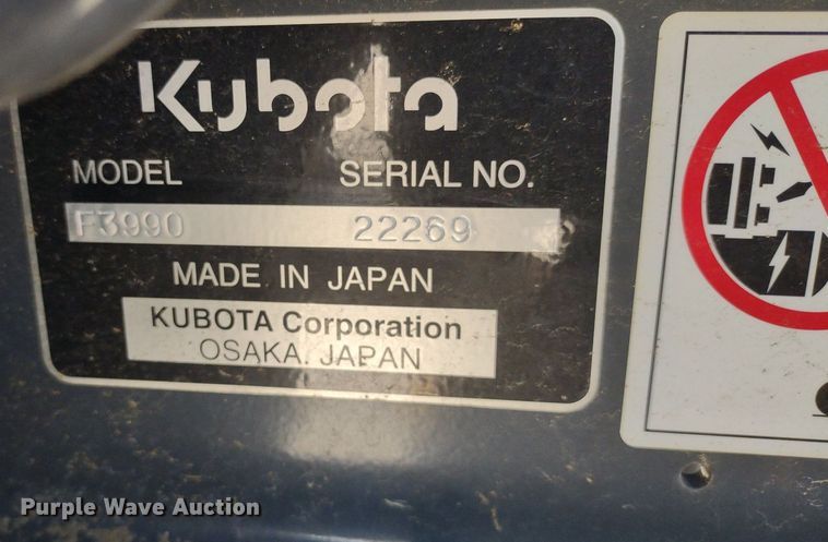 image for item LL9172 2020 Kubota F3990  lawn mower
