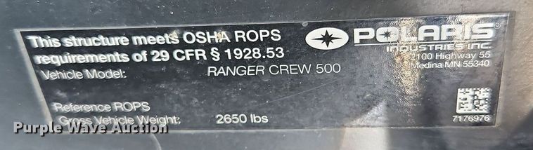 image for item LL9274 2011 Polaris Ranger 500 EFI  utility vehicle