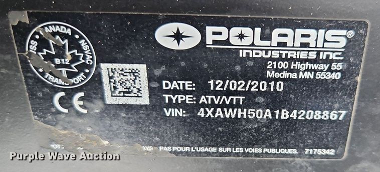 image for item LL9274 2011 Polaris Ranger 500 EFI  utility vehicle