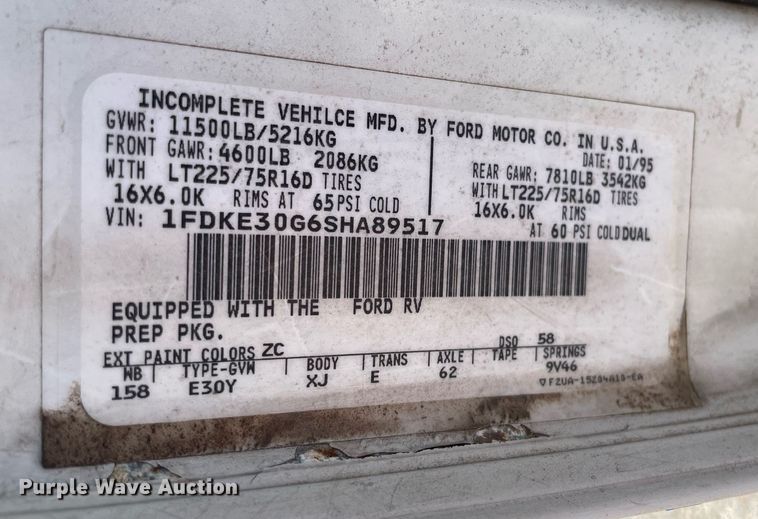 image for item LS9340 1995 Winnebago Minnie Winnie  RV