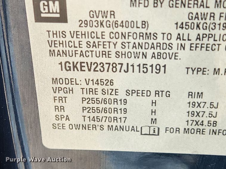 image for item LX9675 2007 GMC Acadia SLT  SUV