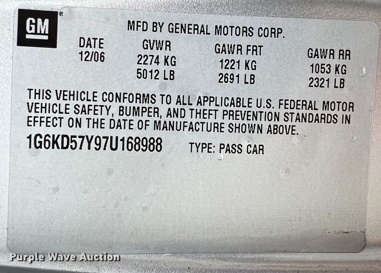 image for item MF9913 2007 Cadillac DTS