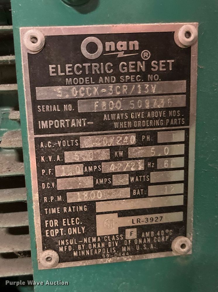 image for item MG9331 Onan TEU30-37252E  generator