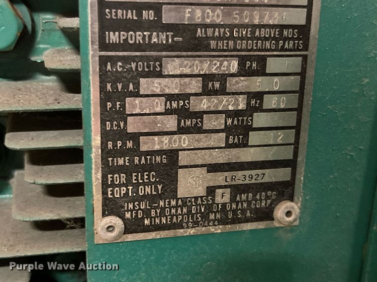 image for item MG9331 Onan TEU30-37252E  generator