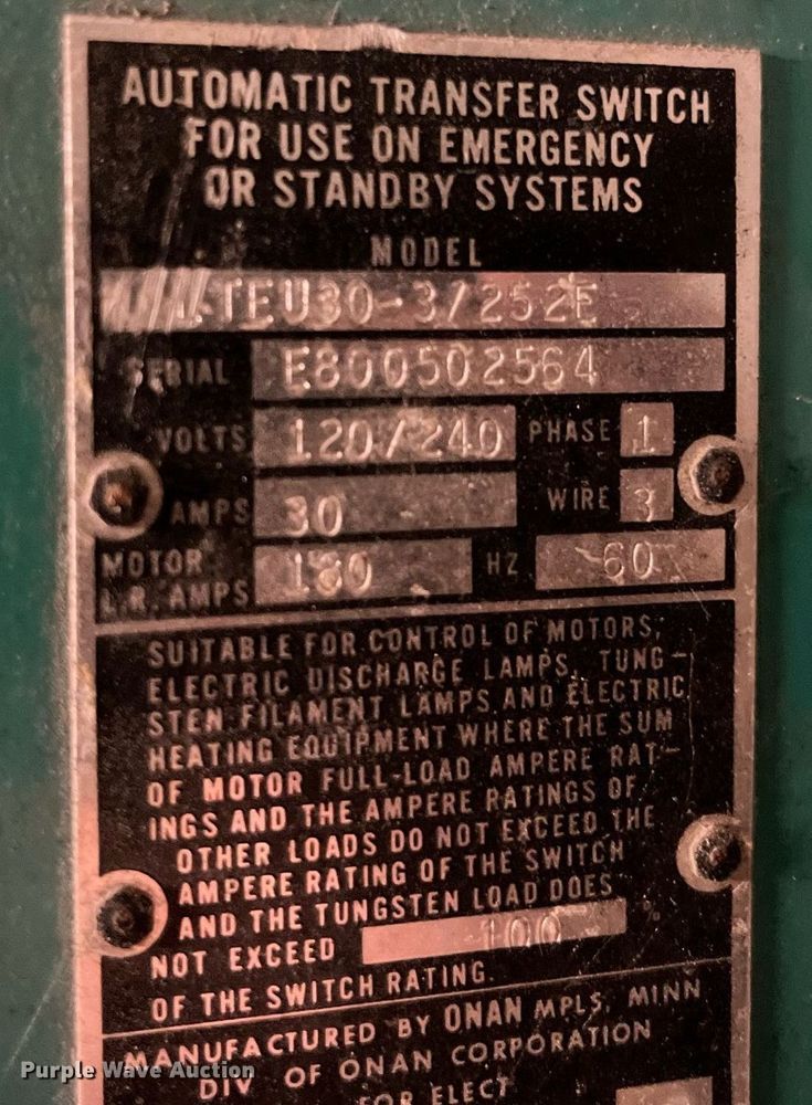 image for item MG9331 Onan TEU30-37252E  generator