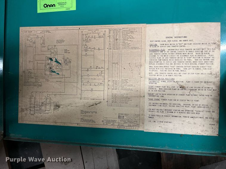 image for item MG9331 Onan TEU30-37252E  generator