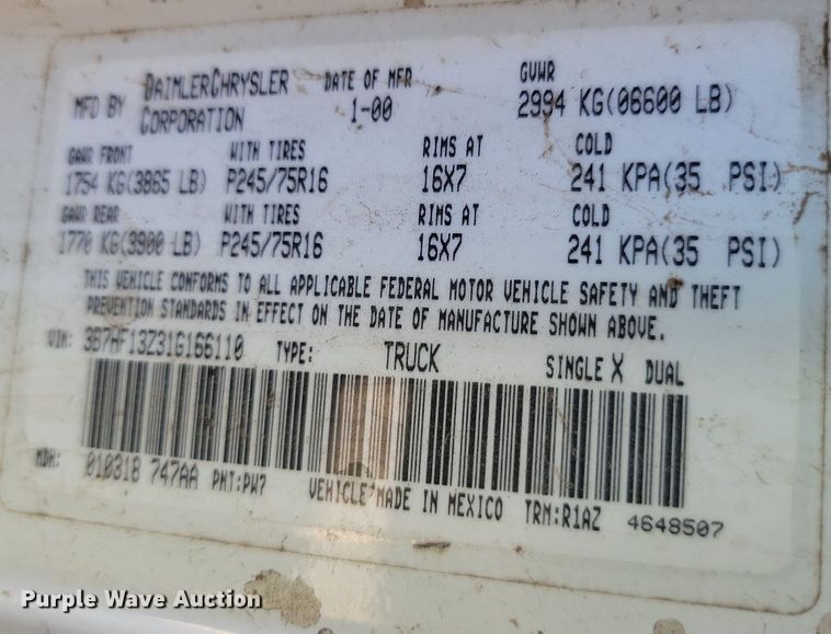 image for item ML9515 2001 Dodge Ram 1500  Quad Cab pickup truck