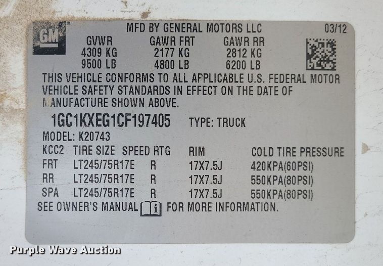 image for item MO9970 2012 Chevrolet Silverado 2500HD  Crew Cab pickup truck