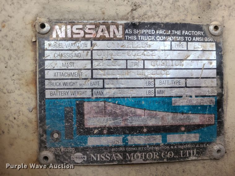 image for item MO9980 Nissan CYM02L255  forklift