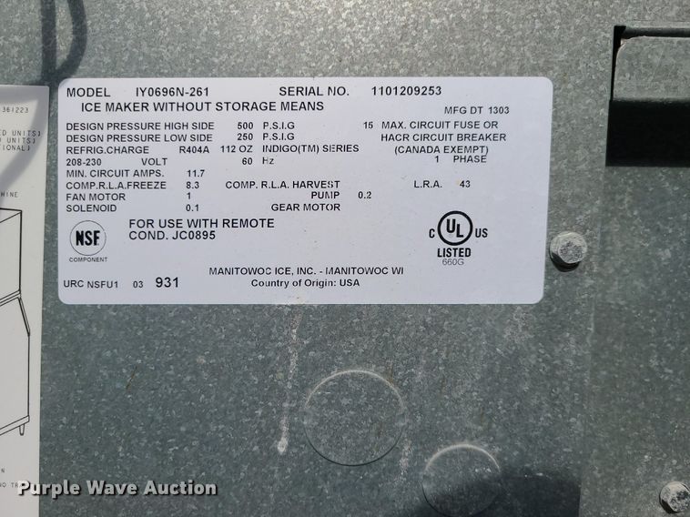 image for item MQ9537 (2) Manitowoc B570 ice makers