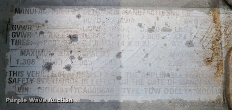 image for item MQ9542 2012 Dethmers  car dolly