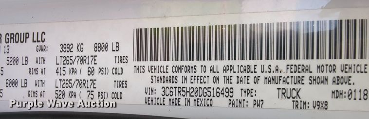 image for item MY9398 2013 Dodge Ram 2500  Crew Cab pickup truck