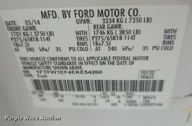 image for item MY9425 2014 Ford F150  SuperCrew pickup truck