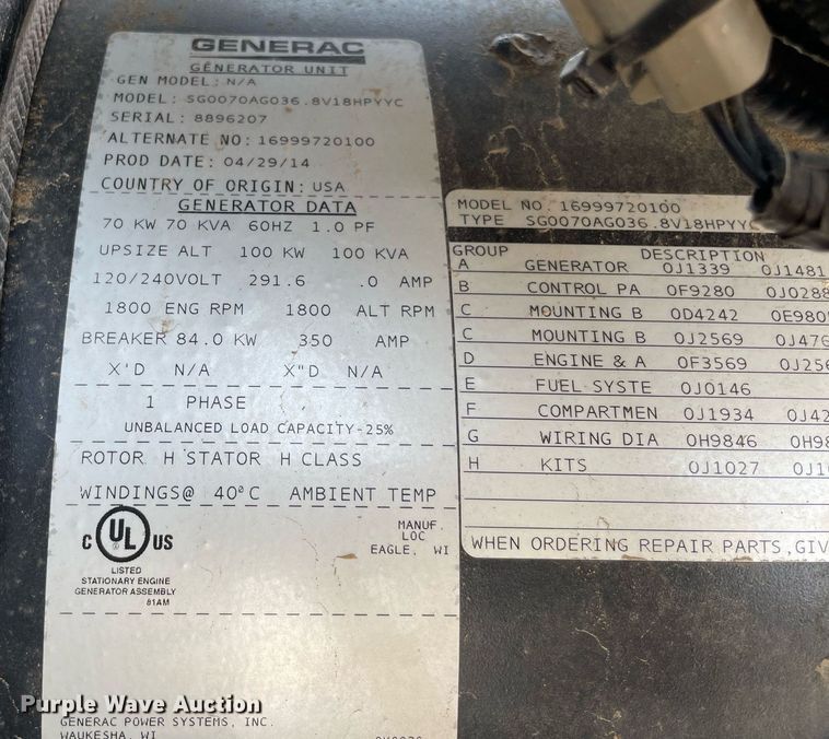 image for item NB9038 Generac Industrial Power  generator