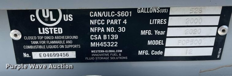 image for item NB9043 Fuel Cube FCP500  diesel fuel tank