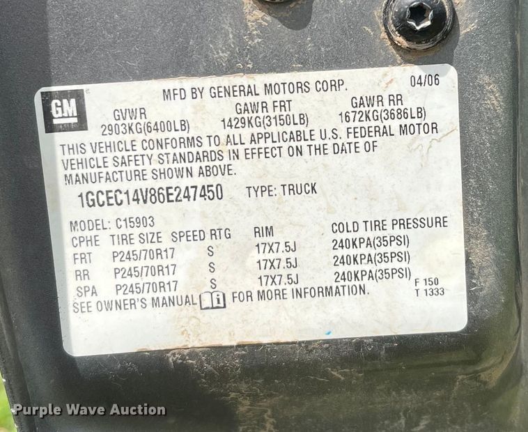 image for item NE9031 2006 Chevrolet Silverado 1500  pickup truck