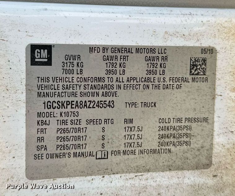 image for item NP9832 2010 Chevrolet Silverado 1500  Ext. Cab pickup truck