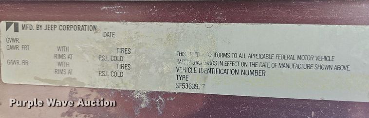 image for item NT9703 1988 Jeep Grand Wagoneer  SUV