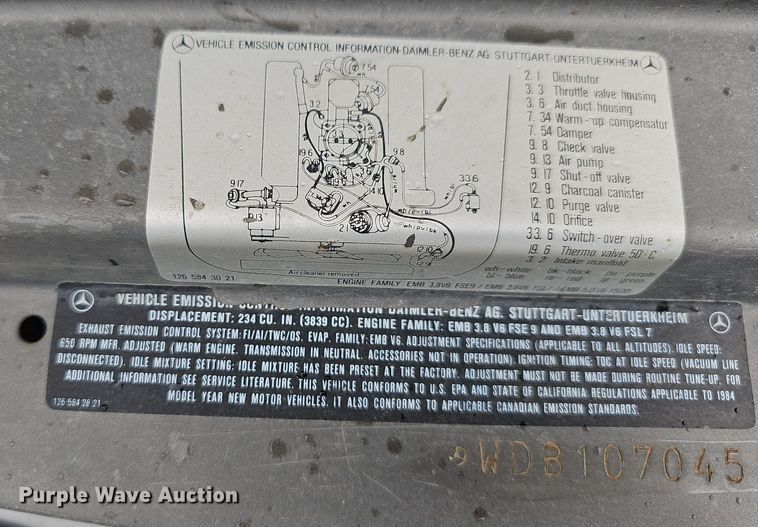 image for item NT9704 1984 Mercedes Benz 380SL