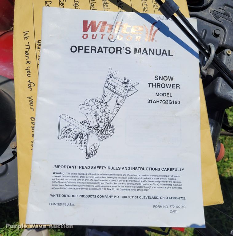 image for item NX9637 White Outdoor 955T  snow blower