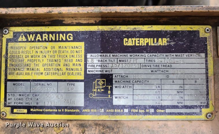 image for item NX9669 Caterpillar V50E  forklift