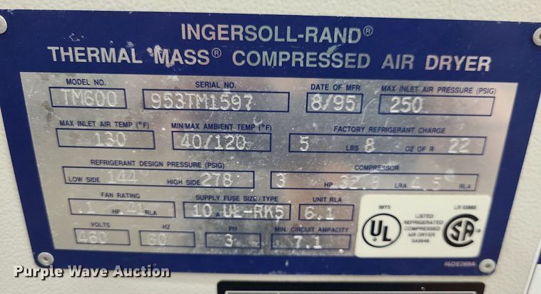 image for item NX9671 1995 Ingersoll Rand TM600  air dryer