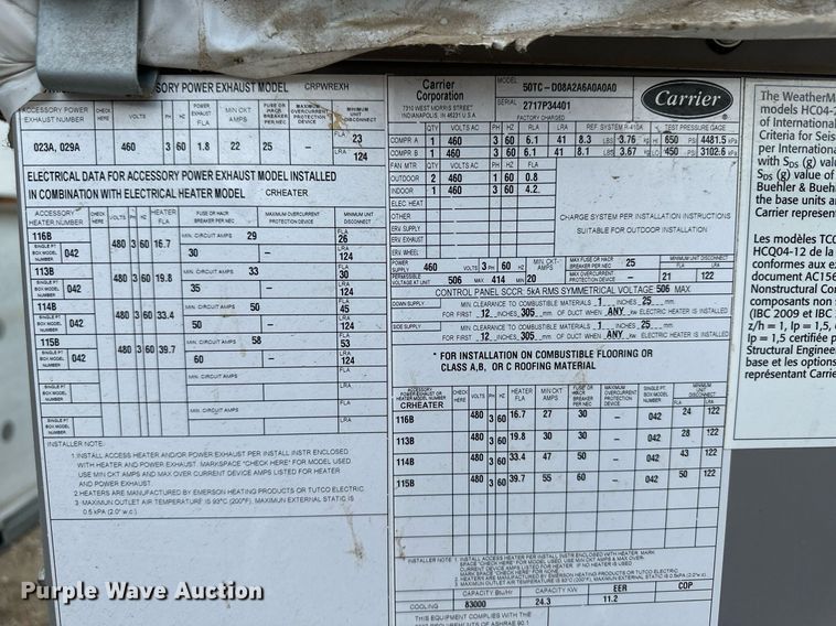 image for item NY9223 Carrier 50TC  air conditioner