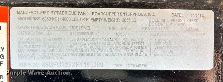 image for item OK9609 2014 Diamond C Ranger Series  equipment trailer