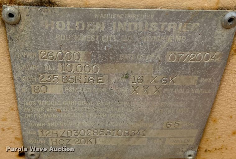 image for item OK9641 2005 Holden HCZ20KT  equipment trailer